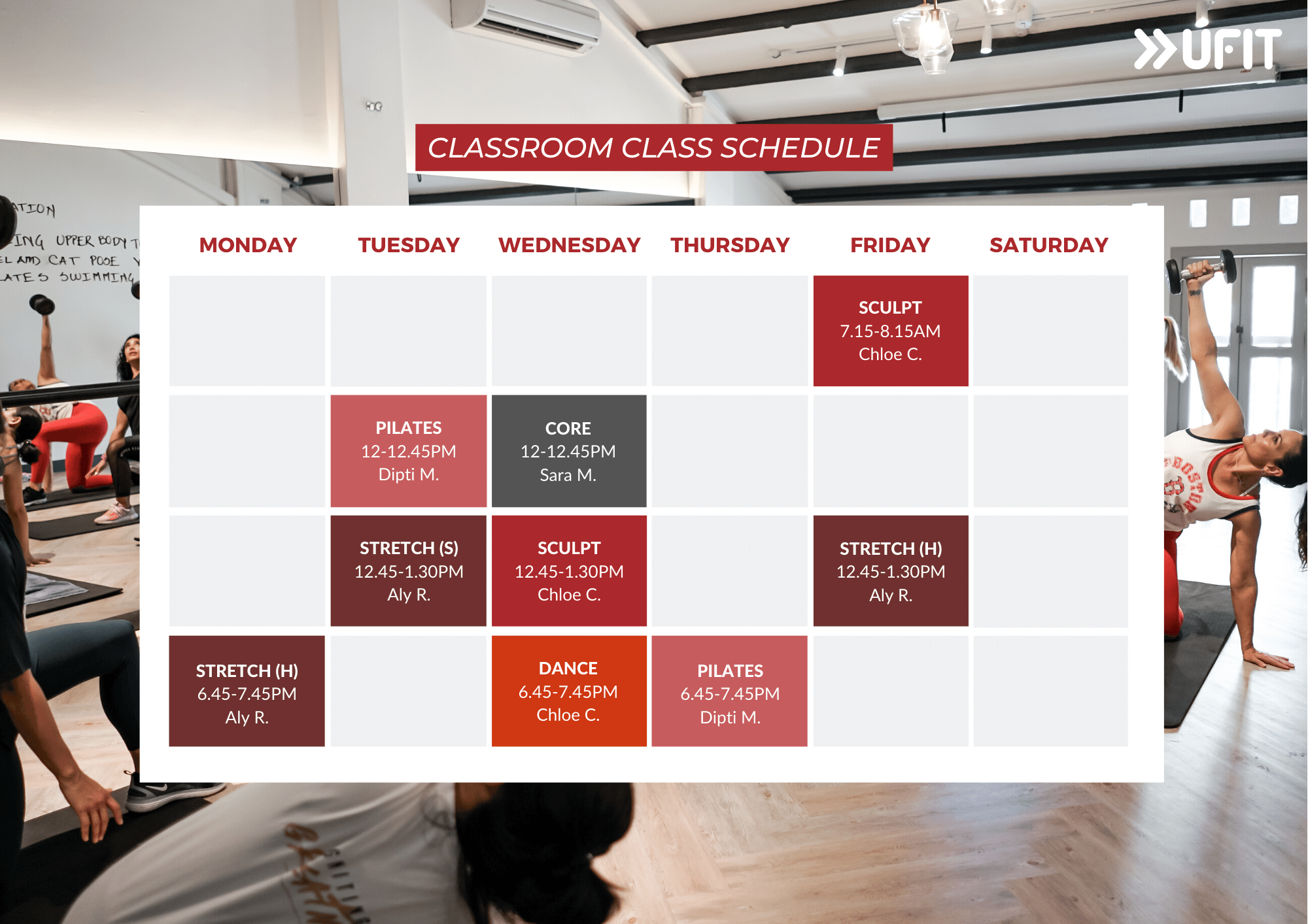 UFIT Classroom Group Fitness Class Schedule