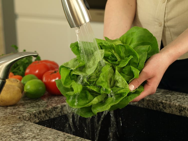 Necessary vegetables washing in flowing water before meal